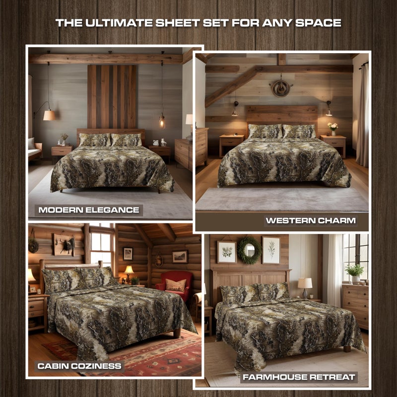 VISI-ONE RealTree Excape Queen Camo 4 Piece Sheet Set â€“ Lightweight, Cooling, Wrinkle-Free Microfiber 15" Deep Pocket Sheets, Unisex Rustic Western Farmhouse Style Made to Complement all Living Spaces - Image 4