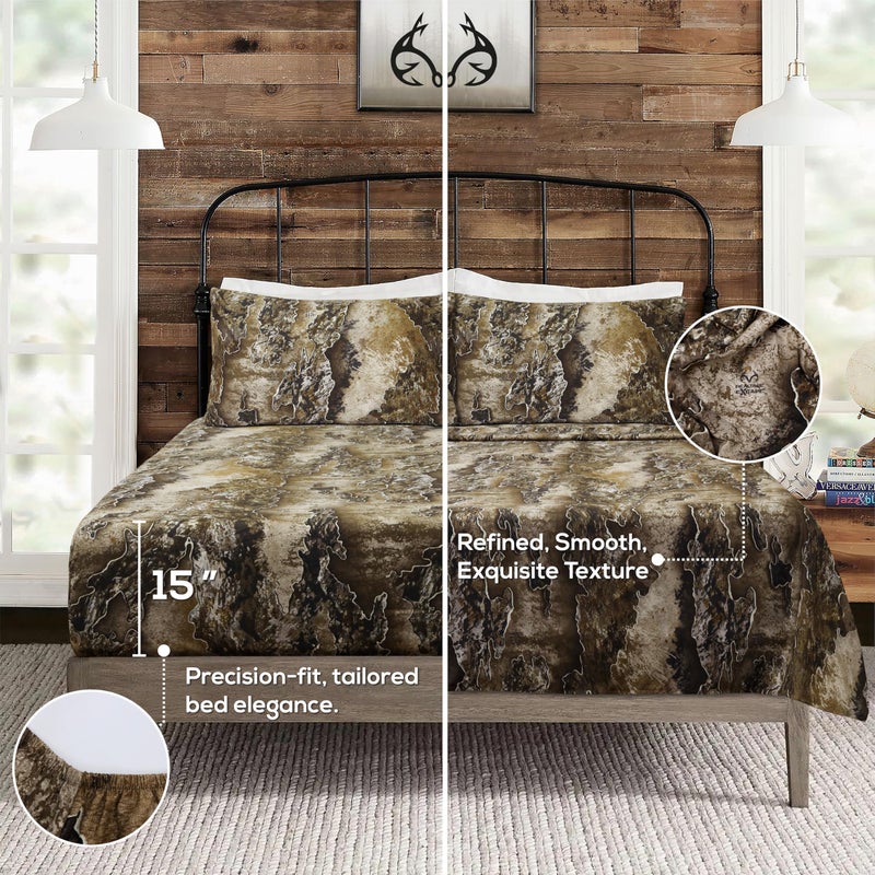 VISI-ONE RealTree Excape Queen Camo 4 Piece Sheet Set â€“ Lightweight, Cooling, Wrinkle-Free Microfiber 15" Deep Pocket Sheets, Unisex Rustic Western Farmhouse Style Made to Complement all Living Spaces - Image 3