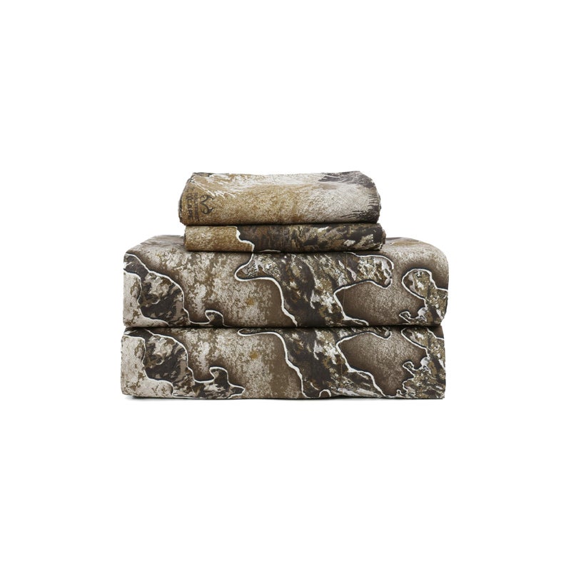 VISI-ONE RealTree Excape Queen Camo 4 Piece Sheet Set â€“ Lightweight, Cooling, Wrinkle-Free Microfiber 15" Deep Pocket Sheets, Unisex Rustic Western Farmhouse Style Made to Complement all Living Spaces - Image 1