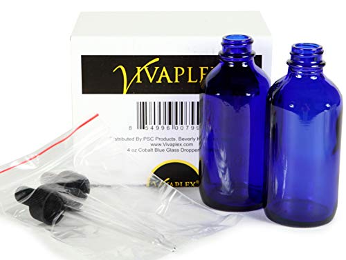 Vivaplex, Cobalt Blue, 4 oz Glass Bottles, with Glass Eye Droppers - 2 pack - Image 3