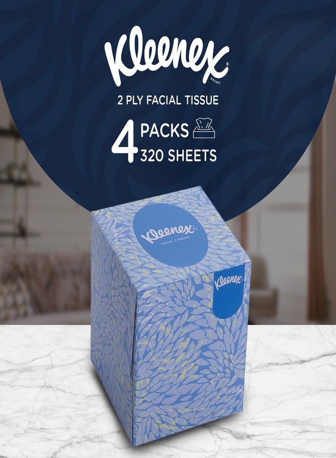 Kleenex® 2 ply Facial Tissue Cube Box, 80 Pulls, Pack of 4 (Total 320 Sheets) (60042) - Image 1