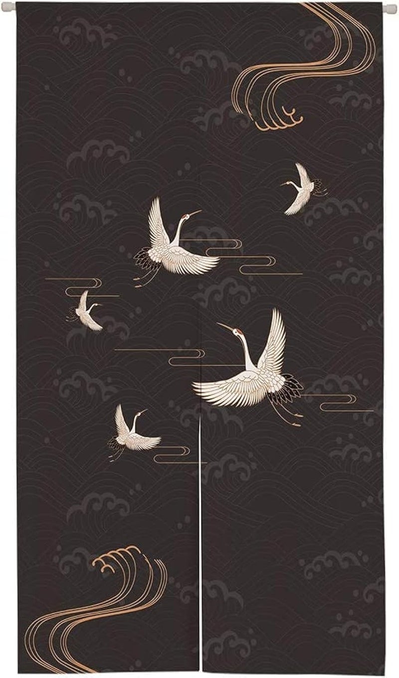 ستارة باب تقليدية يابانية من أوفات هوم برسمة طائر الكركي ذو التاج الأحمر، تزيين حائط، ستارة للمطبخ، الحمام، تقسيم البسترو، تظليل، تزيين غرفة النوم، قابلة للتخصيص 335X 59 بوصة