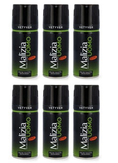 Malizia Malizia Uomo Deo Vetyver Body Spray 150ml (Pack of 6)  - Image 1