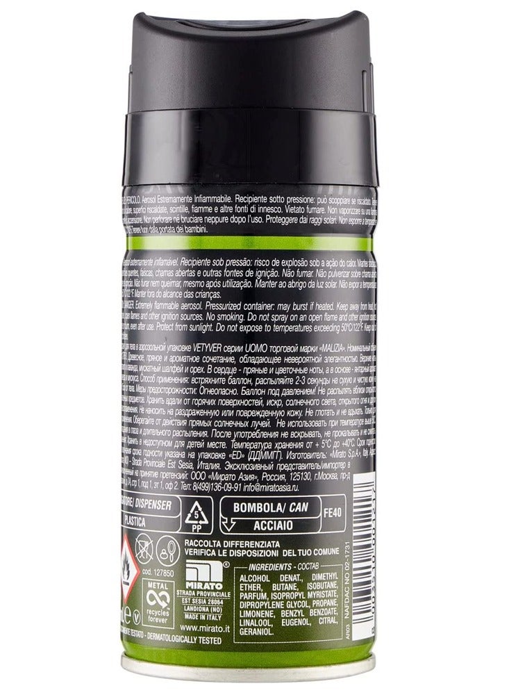 Malizia Uomo Deo Vetyver Body Spray 150ml (Pack of 6) - Image 4