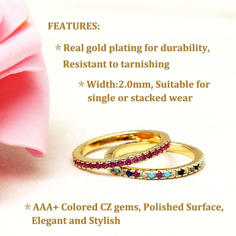 S SUSANN Cubic Zirconia Rings for Women,14k Real Gold-Plated Elegant Stacking Promise Rings for her Personalized Gold Jewelry Gift-SIZE 7 - Image 2