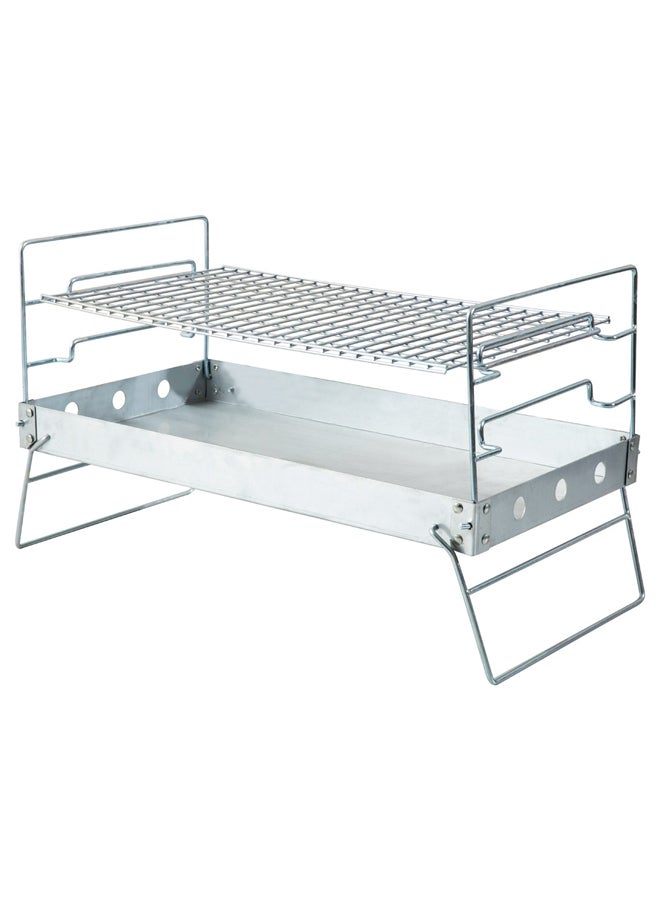 السنيدي شواية متنقلة، شواية خارجية، فضي، مقاس59.5*33*35سم - Image 1