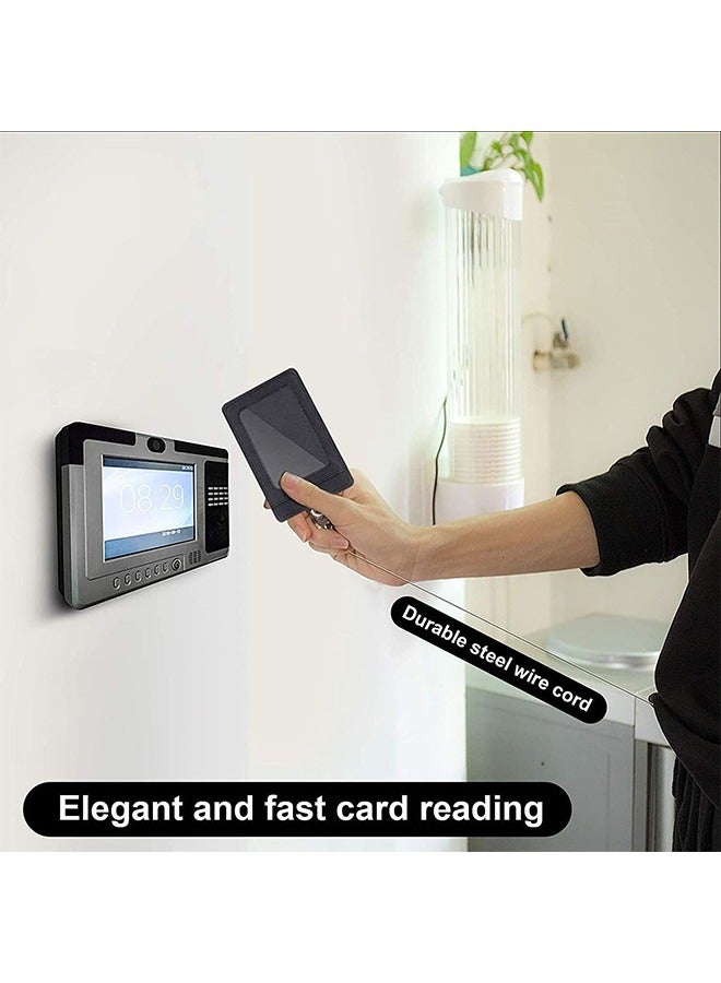 حاملات الشارات ، 2 حزمة من مقاطع بكرة قابلة للسحب للخدمة الشاقة مع مشبك بكرة حلقة تسلق ، بكرة شارة قابلة للسحب مطورة وحامل بطاقة هوية جلدية عمودية ، أسود - Image 5