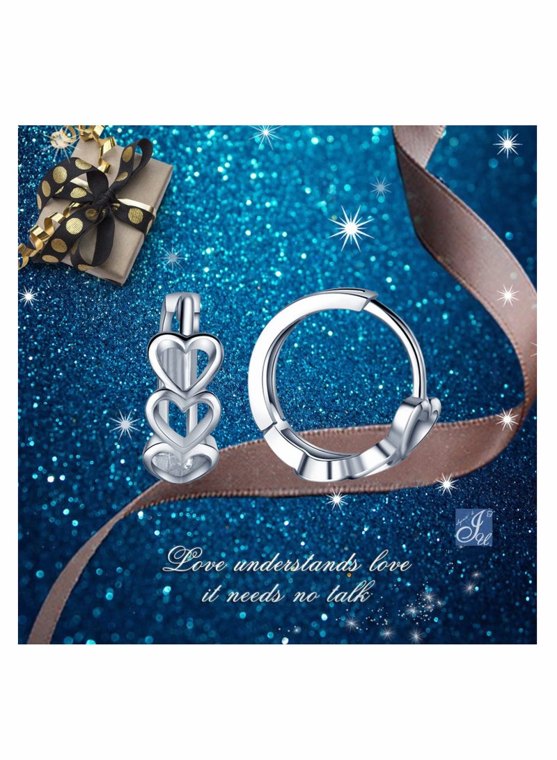 925 Sterling Silver Heart Huggie Hoop Earrings for Women & Girls - Elegant Creole Style - Image 1
