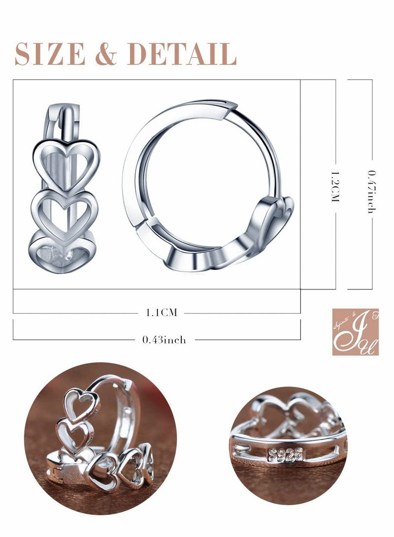 925 Sterling Silver Heart Huggie Hoop Earrings for Women & Girls - Elegant Creole Style - Image 5