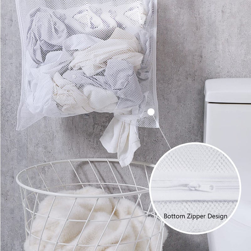 Resdenio Hanging Laundry Hamper Bag, Portable Laundry Bag, 30 x 20 Inch Large Foldable Wall Hanging Laundry Basket with 2 Adhesive Hooks for Dirty Clothes Organization and Storage - Image 3