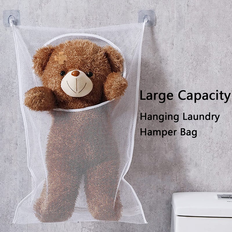 Resdenio Hanging Laundry Hamper Bag, Portable Laundry Bag, 30 x 20 Inch Large Foldable Wall Hanging Laundry Basket with 2 Adhesive Hooks for Dirty Clothes Organization and Storage - Image 2