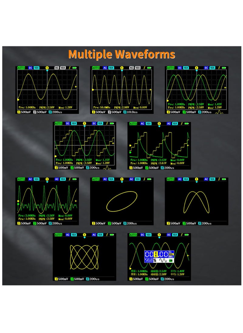 KASTWAVE - Handheld Digital Oscilloscope Kit - 2 Channel 2.8"TFT Mini Automotive Oscilloscope Bandwidth 120Mhz Digital Oscilloscopes Portable 500MS/s Sampling Rate, Vertical Sensitivity 10mV/div~10V/div - Image 1