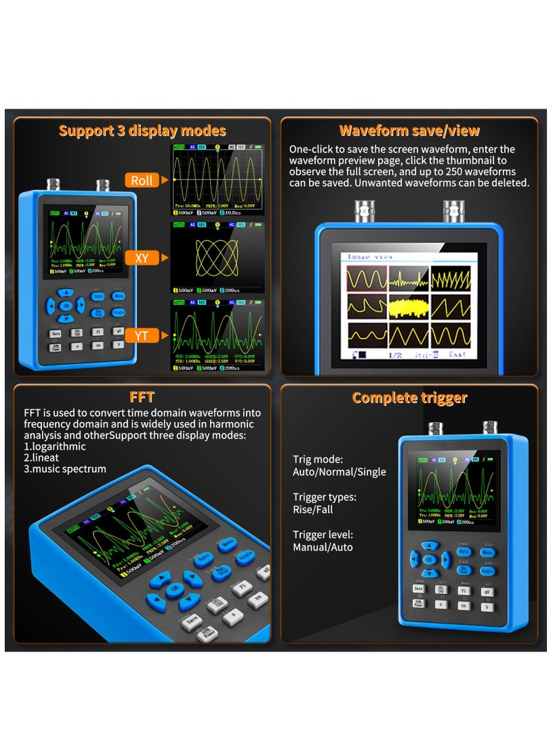 KASTWAVE - Handheld Digital Oscilloscope Kit - 2 Channel 2.8"TFT Mini Automotive Oscilloscope Bandwidth 120Mhz Digital Oscilloscopes Portable 500MS/s Sampling Rate, Vertical Sensitivity 10mV/div~10V/div - Image 1