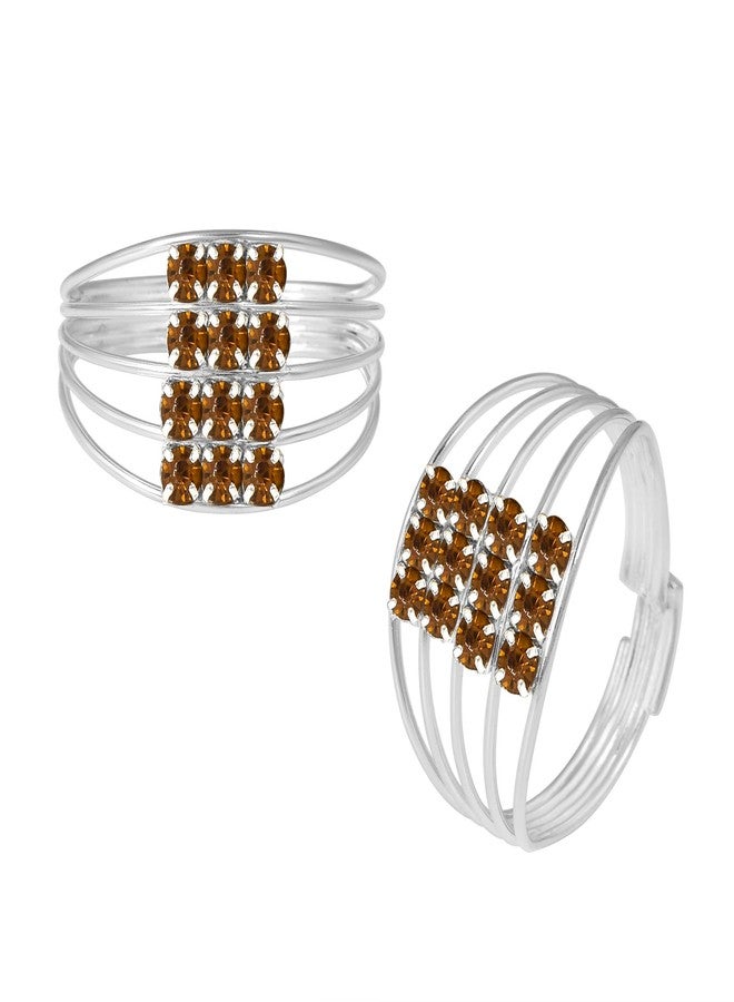 Memoir Silverplated Golden CZ Multi-strand Fashion Big Toering Women Bichiya (TRRM6609) - Image 2