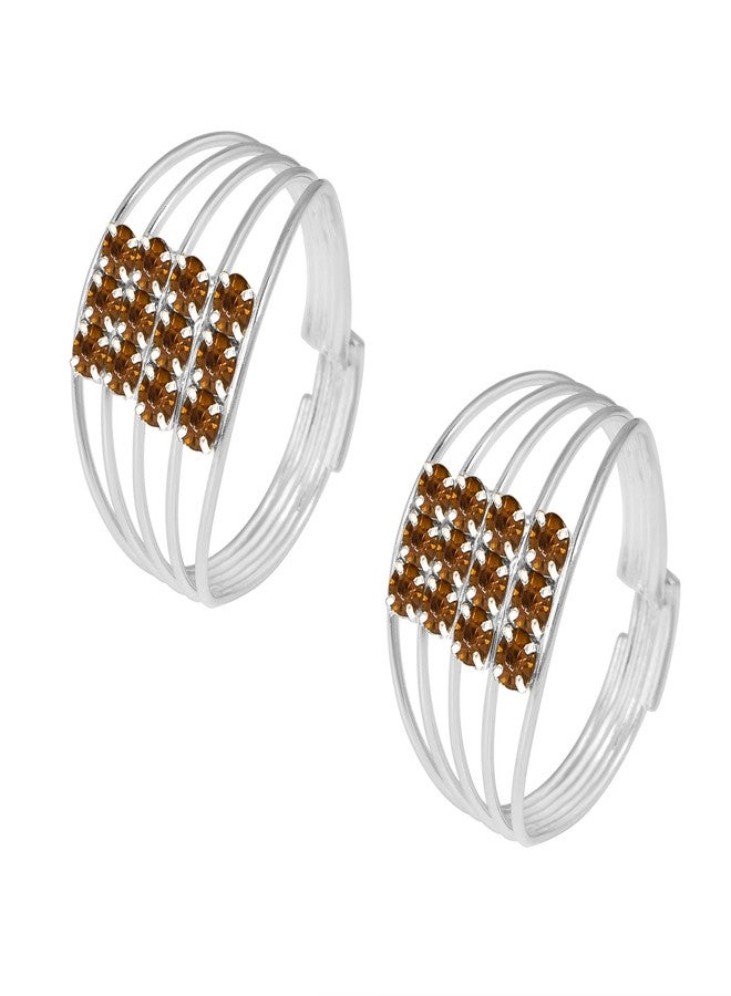 Memoir Silverplated Golden CZ Multi-strand Fashion Big Toering Women Bichiya (TRRM6609) - Image 3