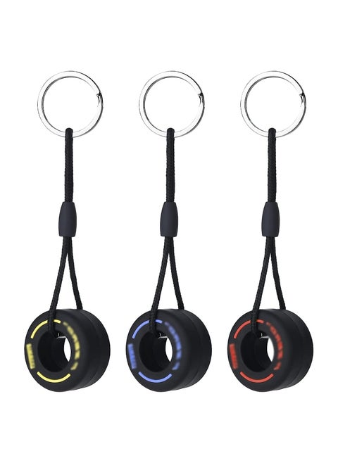 Simulation Cartoon Small Tire Keychain, Fashion Ultra Soft Rubber Tire Key Ring Racing Key Chain Pendants, Car Part Model Keyfob, 3 Pack