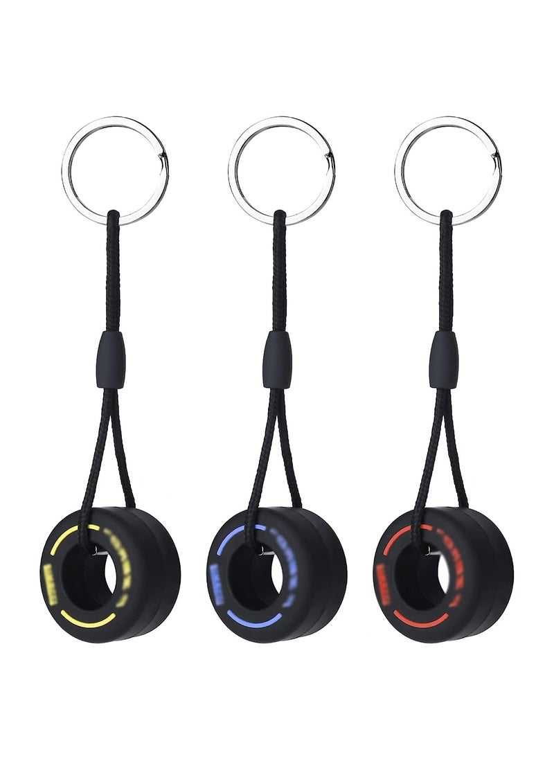 KASTWAVE - Simulation Cartoon Small Tire Keychain, Fashion Ultra Soft Rubber Tire Key Ring Racing Key Chain Pendants, Car Part Model Keyfob, 3 Pack - Image 1