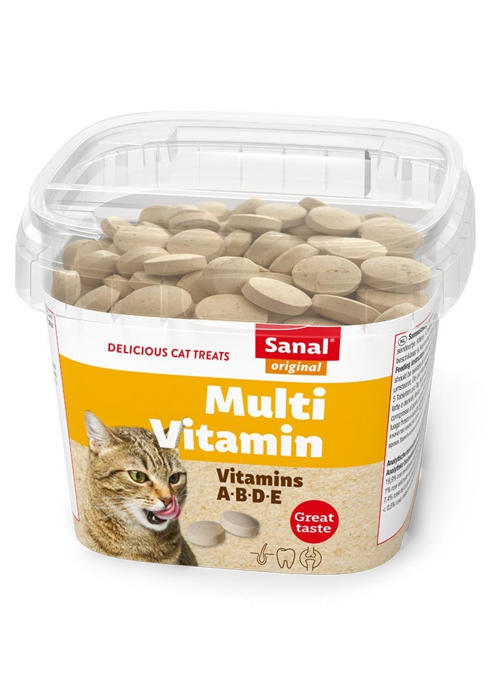 SANAL Cat Treat With Multi Vitamins – 100 g Resealable Jar with Vitamins A, B-complex, D₃, E, Biotin & Calcium – Sugar‑Free, No Colorants 