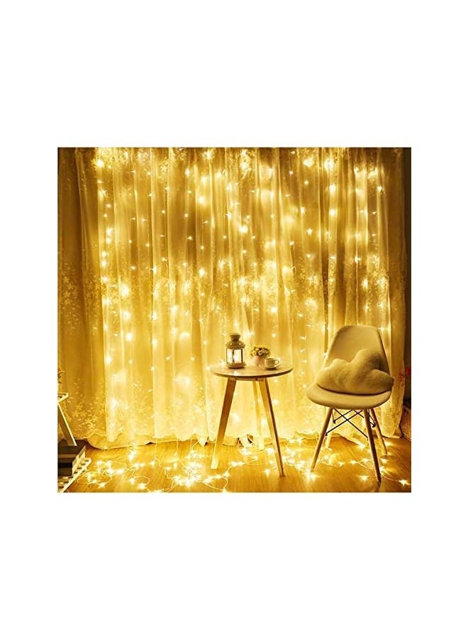The Bros Window Curtain String Light 300 led Curtain Light Curtain Lights led Icicle Christmas String Fairy Wedding Lights for Wedding Party Home Garden Bedroom Outdoor Indoor Wall decorations(Warm White)  - Image 3