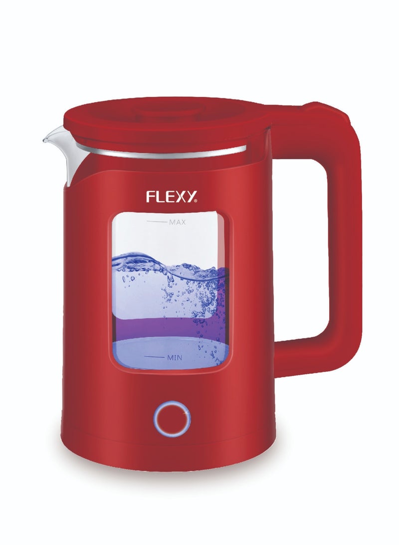 FLEXY 1.5 Liter 1360W Electric Kettle Glass Water Boiler | Double Crystal Walls  Auto Shut-Off | Instant Water Heater And Tea Maker | Boil-Dry Protection 360° Swivel Base | Cool Handle - Image 1