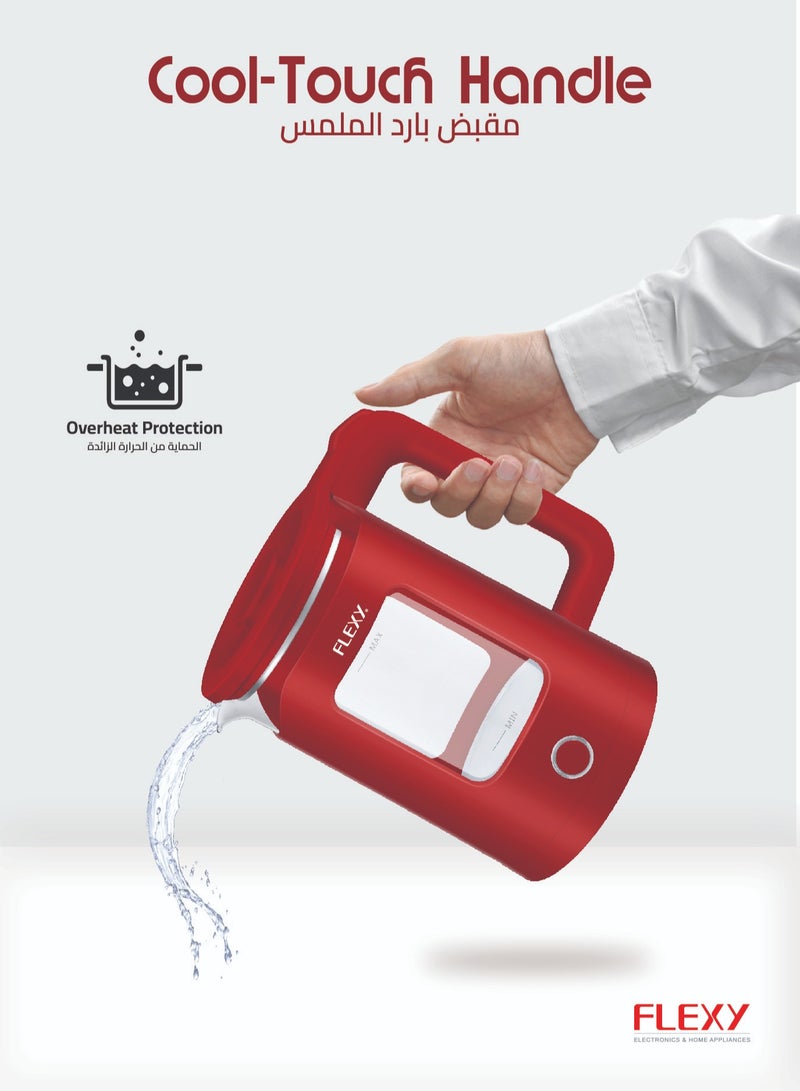 FLEXY 1.5 Liter 1360W Electric Kettle Glass Water Boiler | Double Crystal Walls  Auto Shut-Off | Instant Water Heater And Tea Maker | Boil-Dry Protection 360° Swivel Base | Cool Handle - Image 3