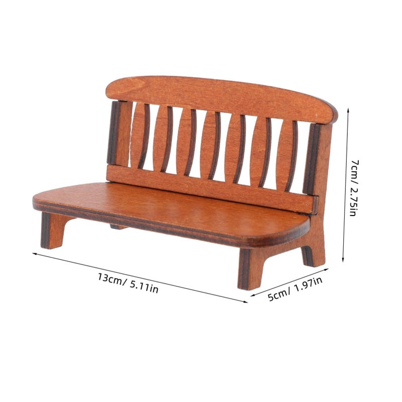 Vintage Wooden Bench Tiny Furniture Photo Props Home Decor - Image 3
