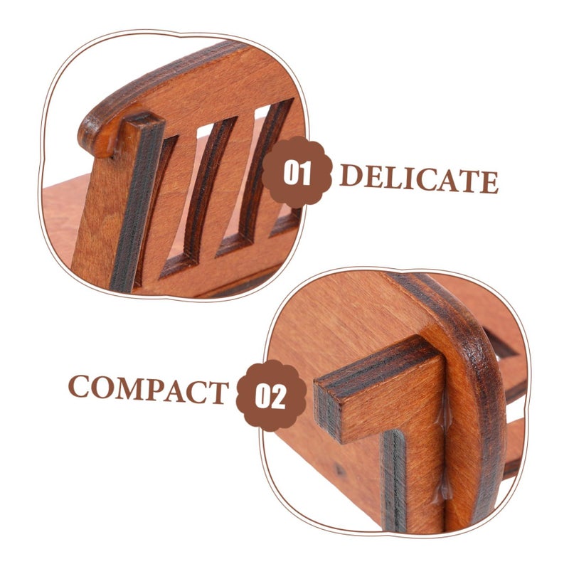 Vintage Wooden Bench Tiny Furniture Photo Props Home Decor - Image 4