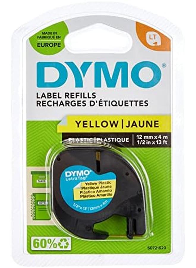Dymo Letratag Plastic Label Tape 12 Mm X 4 M Roll Yellow - Image 2