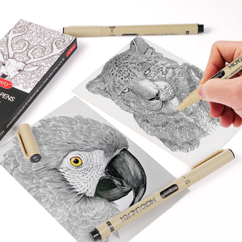 PANDAFLY Black Fineliners Pens, 6 Size Ultra Fine Point Pen, Waterproof Archival Ink, Black Art Pen for Drawing, Micro Pens for Drawing, Sketching, Bible, Watercolor, Artist Illustration, Anime, Manga - Image 3