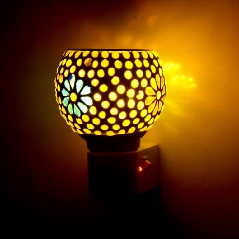 JUBILEE Electric Kapoor Dani Dhoop Dani Pooja for Home & Office Multipurpose Ceramic Kapoor Dani Night lamp Incense Burner, Aroma Burner with Night Lamp, Aroma Electric Kapur Burner (Design 7) - Image 5