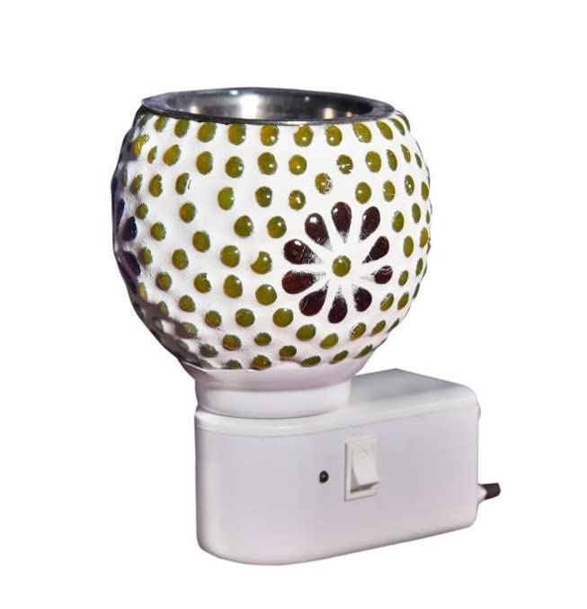 JUBILEE Electric Kapoor Dani Dhoop Dani Pooja for Home & Office Multipurpose Ceramic Kapoor Dani Night lamp Incense Burner, Aroma Burner with Night Lamp, Aroma Electric Kapur Burner (Design 7) - Image 2