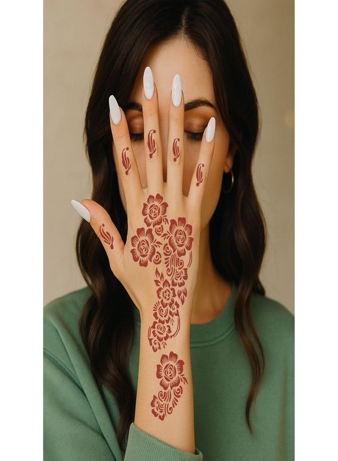 Komstec Flower Mehndi Pattern Sticker Sheet With Easy Peel One Set Hand Easy-to-Use Henna Mehndi - Image 4