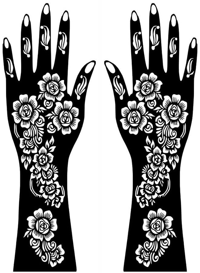 Komstec Flower Mehndi Pattern Sticker Sheet With Easy Peel One Set Hand Easy-to-Use Henna Mehndi - Image 2
