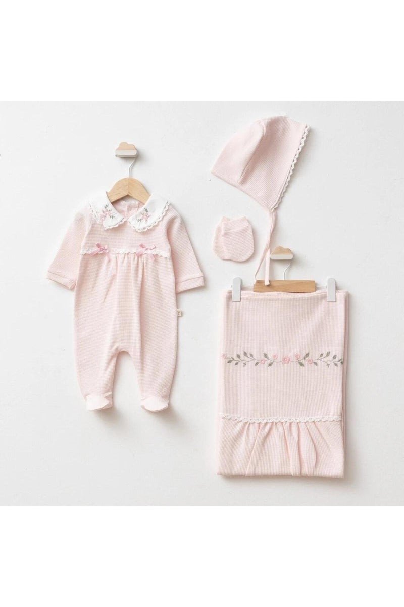 Lisa Natural Set Baby Girl Hospital Release 4 Piece Organic Cotton Newborn Gift Box Set Pink 0–3 months - Image 2