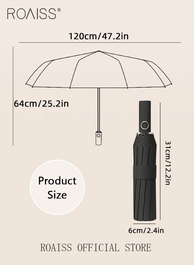 Unisex Full Automatic Umbrella Rain and Shine Dual Use Large Reinforced Thickened Portable Arc Umbrella for UV Protection Strong Rain Resistant and Windproof Parasol