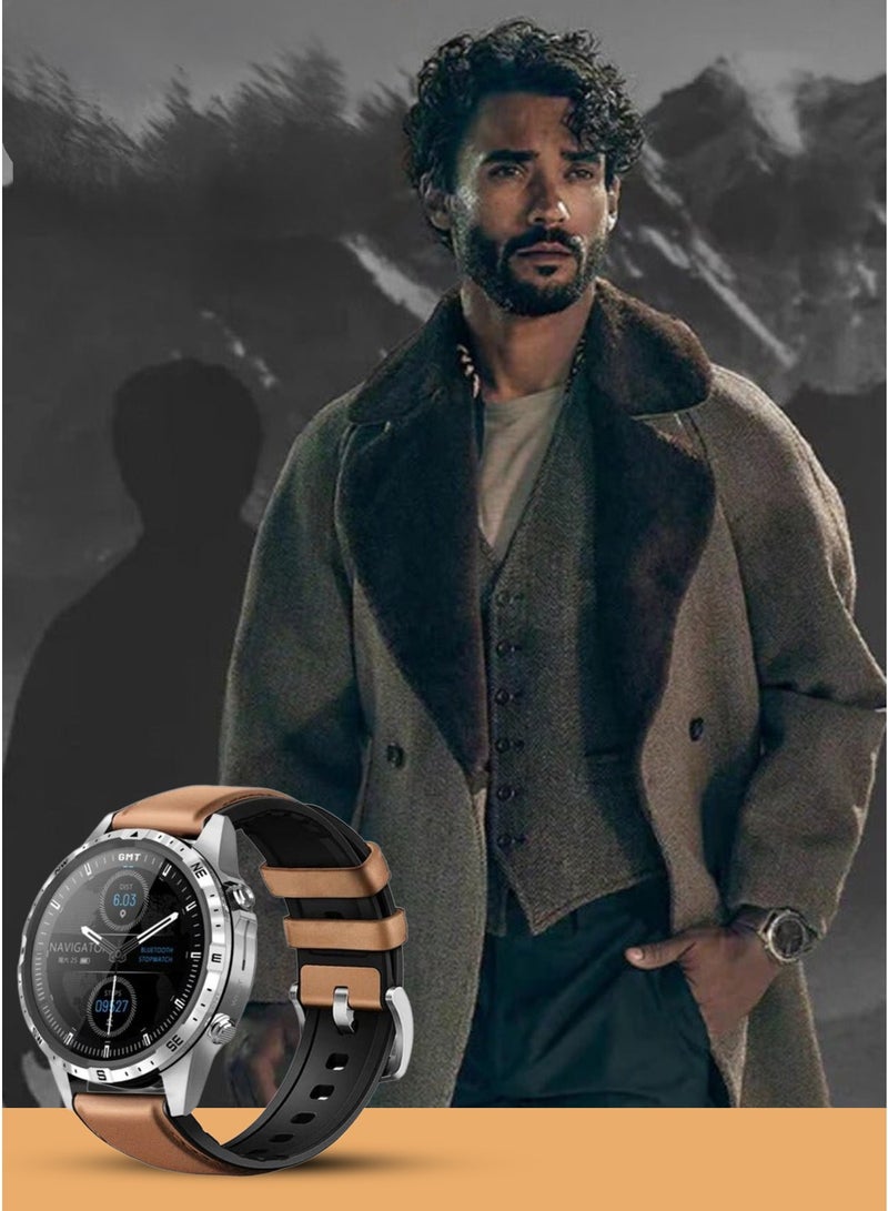 AOLON GT5 Pro Smart Watch Compass HD Bluetooth Call 1.6 inch Full Screen Smartwatch Brown - Image 1