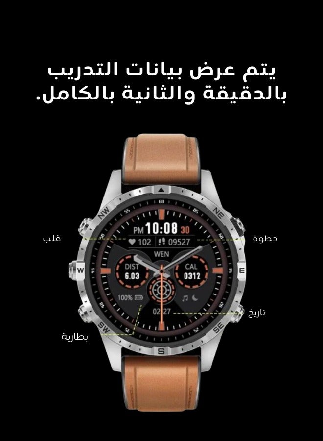 AOLON GT5 Pro Smart Watch Compass HD Bluetooth Call 1.6 inch Full Screen Smartwatch Brown - Image 4