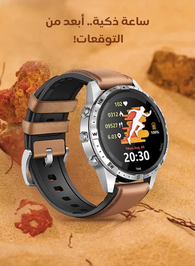 AOLON GT5 Pro Smart Watch Compass HD Bluetooth Call 1.6 inch Full Screen Smartwatch Brown - Image 3