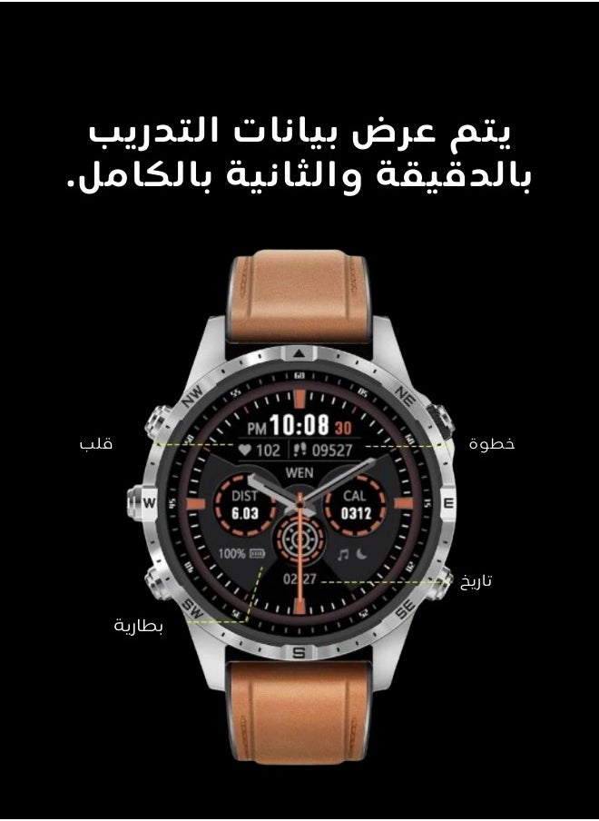 AOLON GT5 Pro Smart Watch Compass HD Bluetooth Call 1.6 inch Full Screen Smartwatch Brown  - Image 3