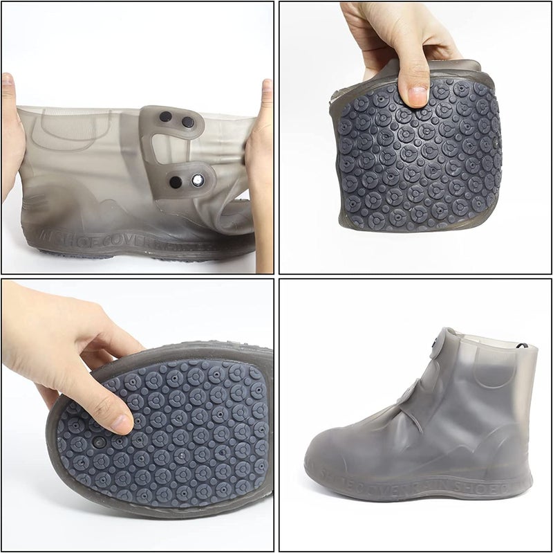PALAY® Silicone Shoe Covers for Kids, Men, Women with Double-Breasted, Anti-Slip and Waterproof Shoe Cover, TPE Sole Wear-resistant and Reusable Shoes Cover for Rainy Season (for Size 9-11) - Image 2