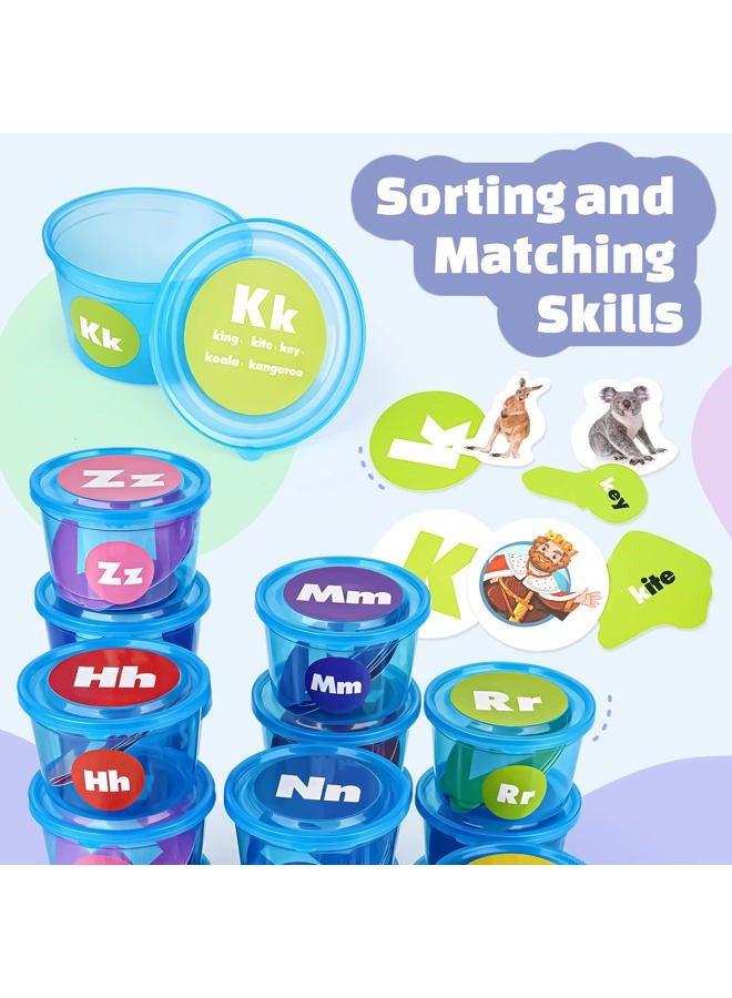 Joyreal Alphabet Learning Toys for Toddlers, 26 Alphabet Soup Sorters with 245 Flash Cards for Early Letter Awareness & Recognition, Fun Education Classroom Supplies Alphabet Sounds Teaching Games - Image 3