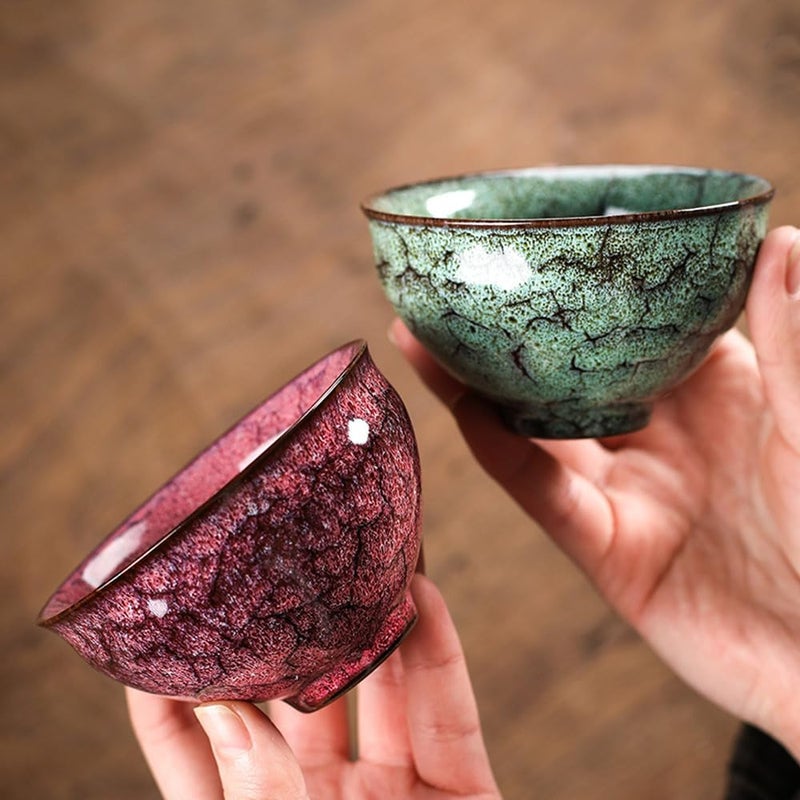 ZPGXLRZ 5Pcs Ceramic Tea Cup Set, 4oz Chinese Tea Cups with Designed Gift Box - 5 Stylish Colors - Image 4