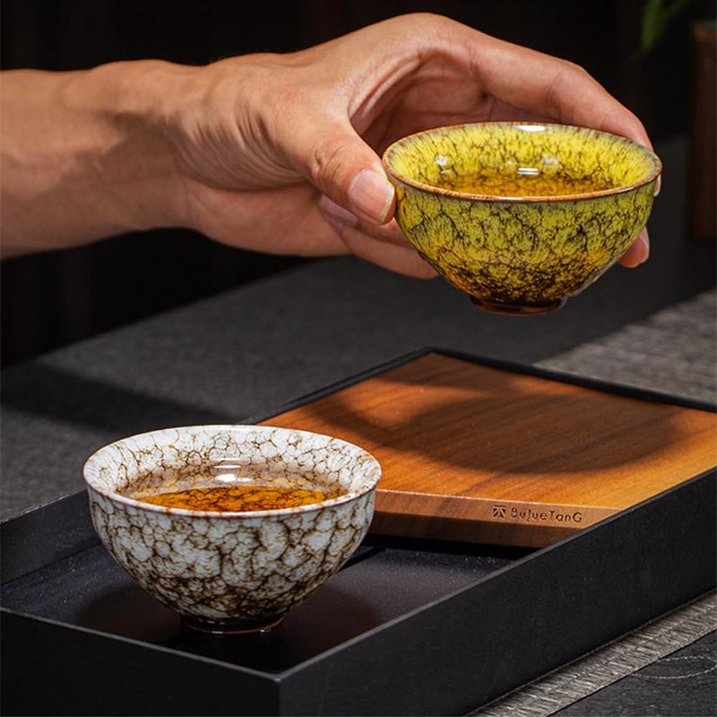 ZPGXLRZ 5Pcs Ceramic Tea Cup Set, 4oz Chinese Tea Cups with Designed Gift Box - 5 Stylish Colors - Image 5