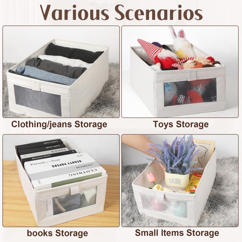 VZZNN 10 Pack Linen Closet Organizers And Storage, Closet Storage Bins for Closet Organization, Linen Closet Baskets Foldable Closet Organizer Bins with Clear Window For Organizing Clothing, Jeans - Image 5