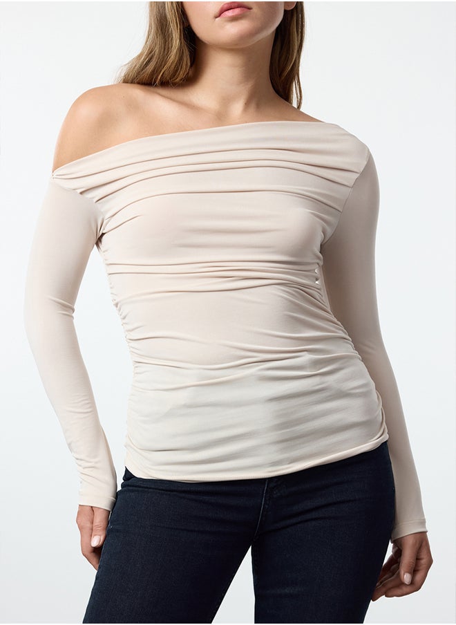 trendyol - Stone Gather/Drape Detailed Fitted/Body-Smoothing Long Sleeve Flexible Knitted Blouse TWOAW25BZ00248 - Image 1