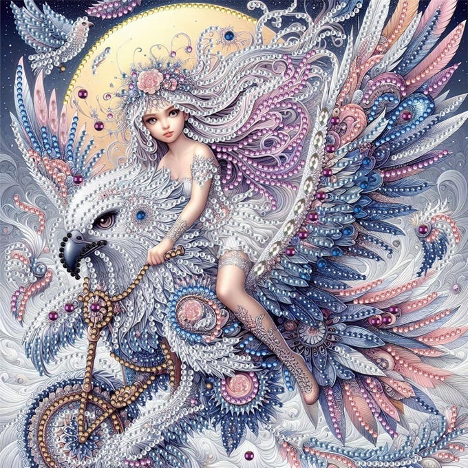 5D DIAMOND STONE PAINTING KIT LADY BIRD RIDER RHINESTONE EXTREMELY SHINY DIAMOND STONE PAINTING ART ABSTRACT STYLE ROOM DECORATION 30CM X 30CM
