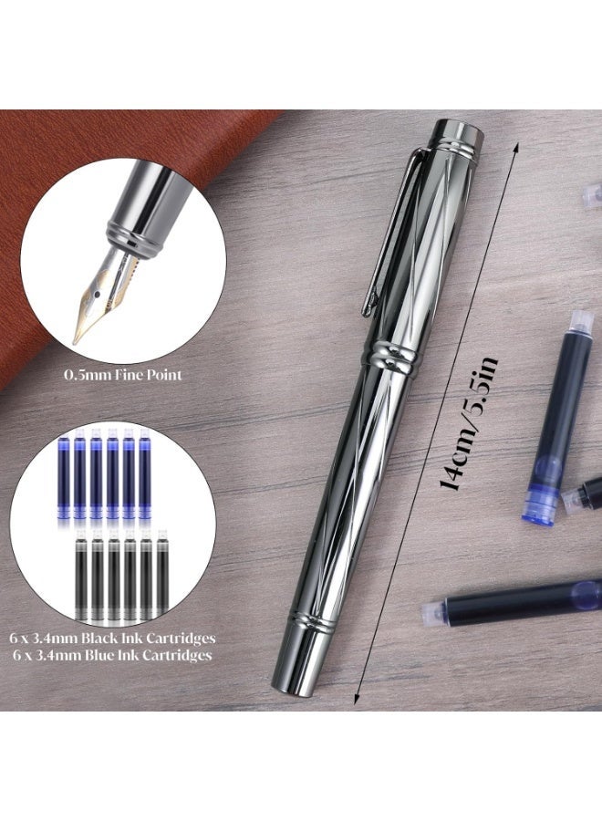 CLENEA Luxury Fountain Pen Set, Heavy Duty Fine Nib Metal Fountain Pens with12 3.4mm Ink Cartridges and Converter, Fancy Pens Smooth Writing for Journaling Office School Supplies - Image 2