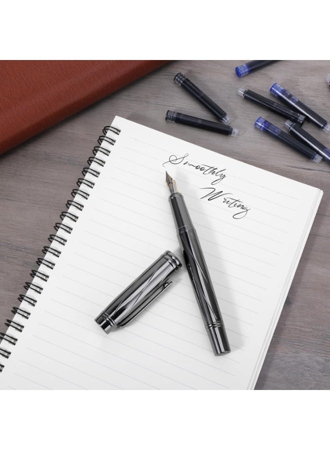 CLENEA Luxury Fountain Pen Set, Heavy Duty Fine Nib Metal Fountain Pens with12 3.4mm Ink Cartridges and Converter, Fancy Pens Smooth Writing for Journaling Office School Supplies - Image 5