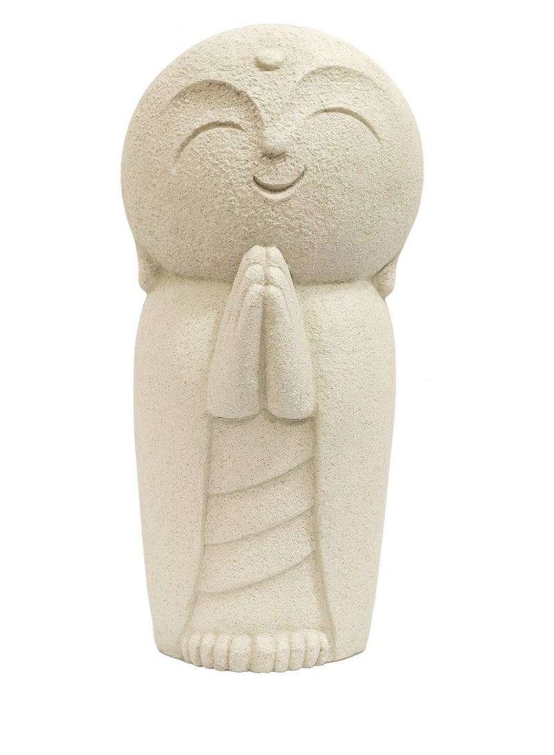 Home Auraa Monk Decorative Showpiece | Zen Praying Monk Figurine for Home Décor | Premium Polyresin Statue | Beige Stone Finish | 30.5 x 15 x 14.5 CM - Image 3