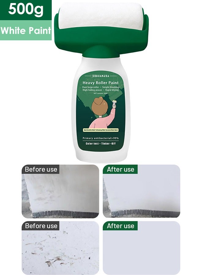 XIGUANJIA 500g Large Capacity Portable Wall Repair Paint Wall Mending Agent Wall Spackle Wall Surface Hole Fill Quick and Easy Solution Come with Big Roller Brush - Image 1